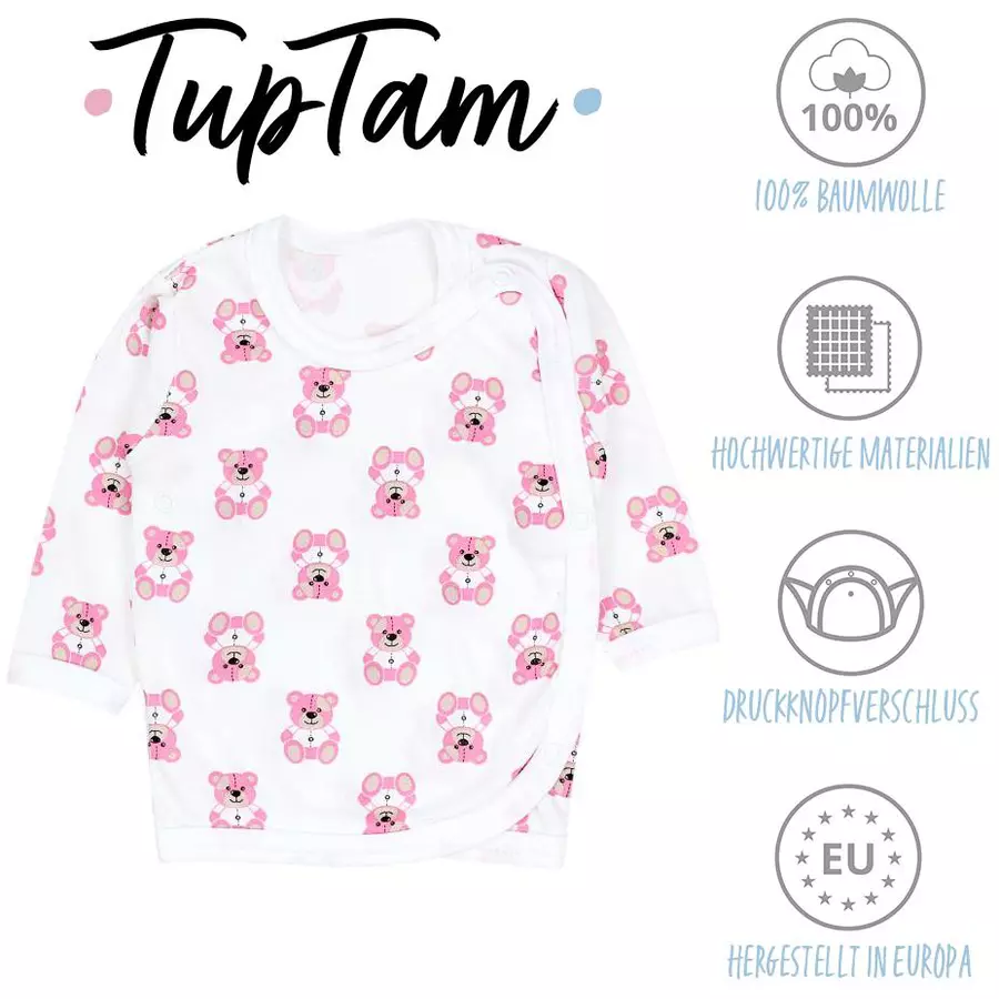 TupTam Baby Mädchen Wickelshirt Langarm 5er Set rosaweiß
