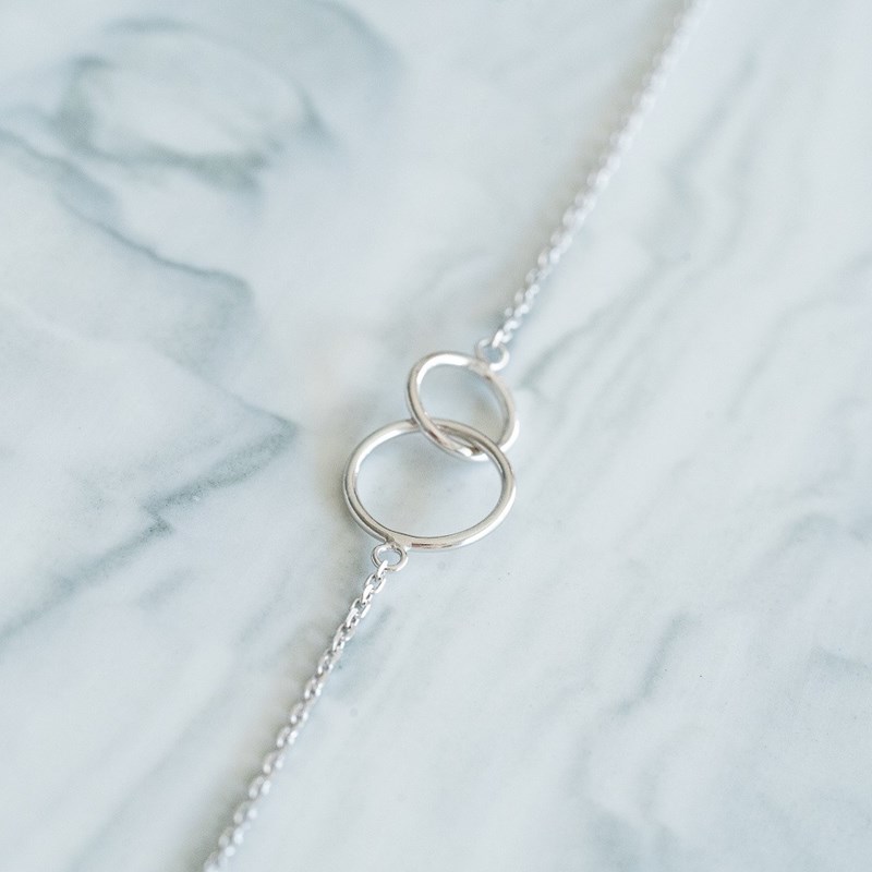 Bracelet Fin Argent 2 Anneaux Entrelacés Cercles