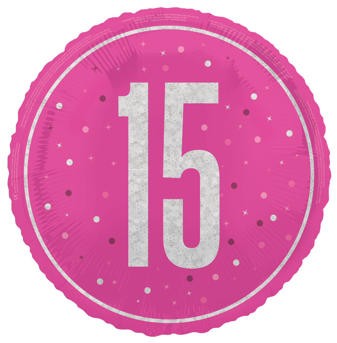 15 Jaar Helium Ballon Leeg 45cm