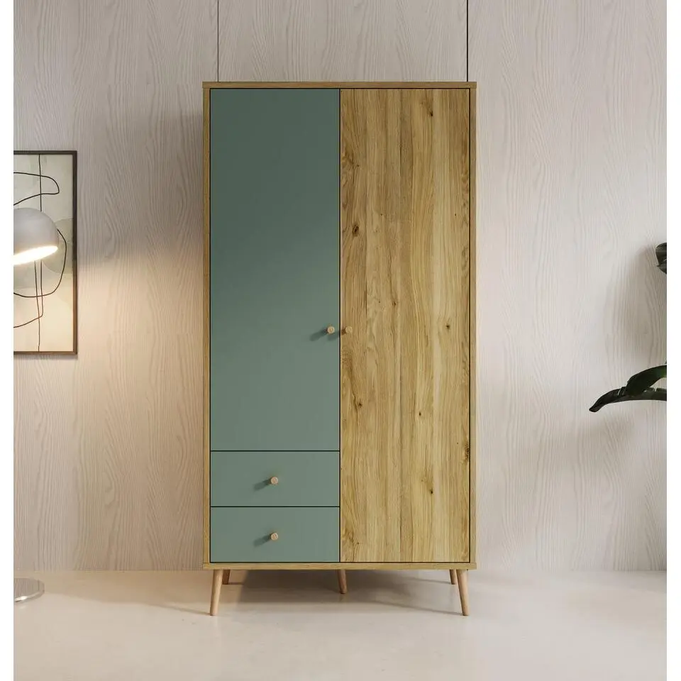 Meubella - Kledingkast Wally - Groen - 95 cm