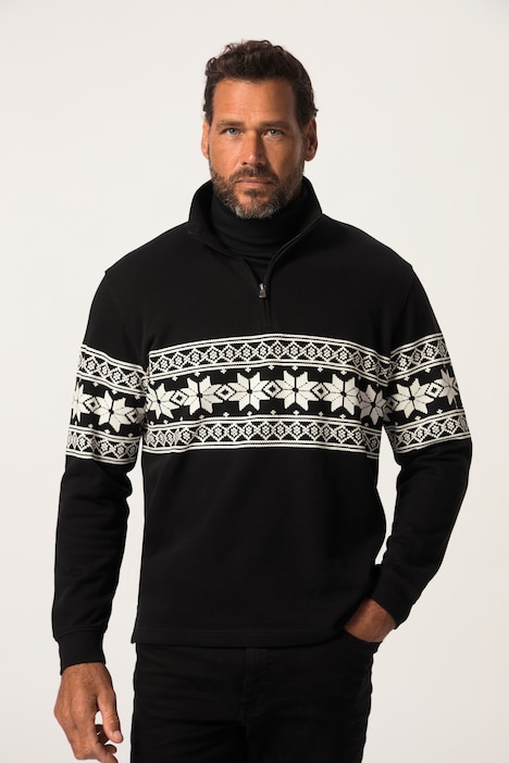 JP 1880 Troyer, Sweat, Stehkragen mit Zipper, Norwegermuster, bis 7 XL