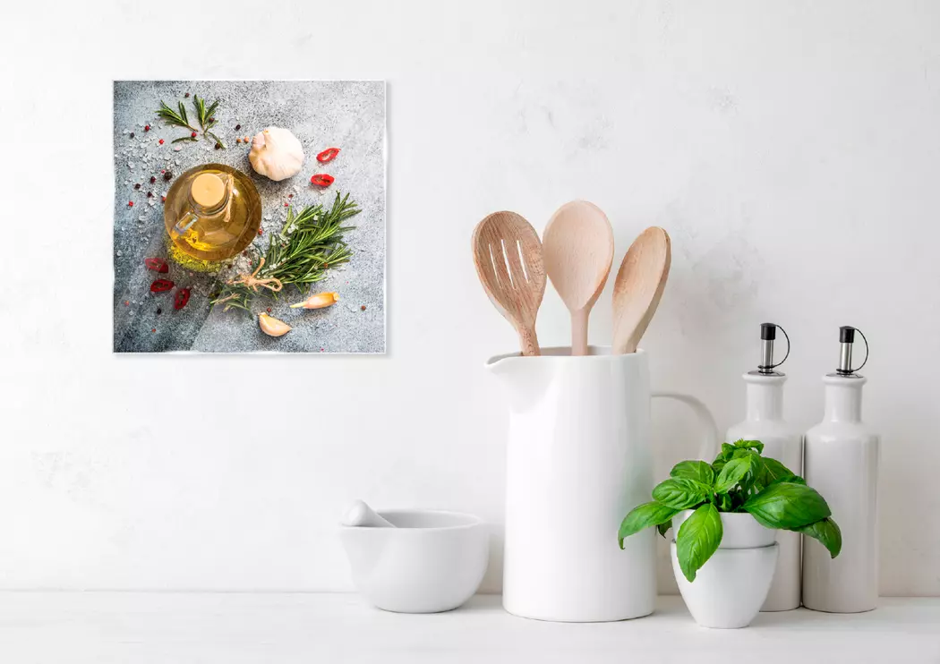Glasbild 20 x 20 cm Herbs and Spices Grey I