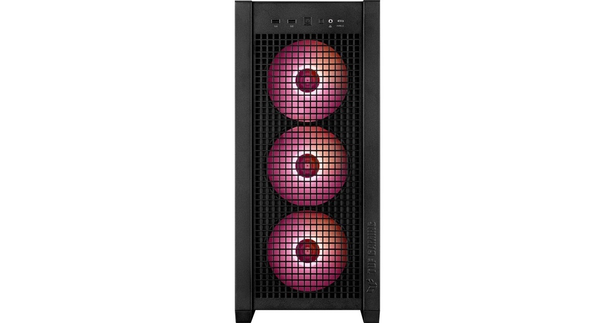 ASUSTUF Gaming GT302 ARGB midi tower behuizing  (Zwart | 2x USB-A | 1x USB-C | RGB | Tempered Glass)