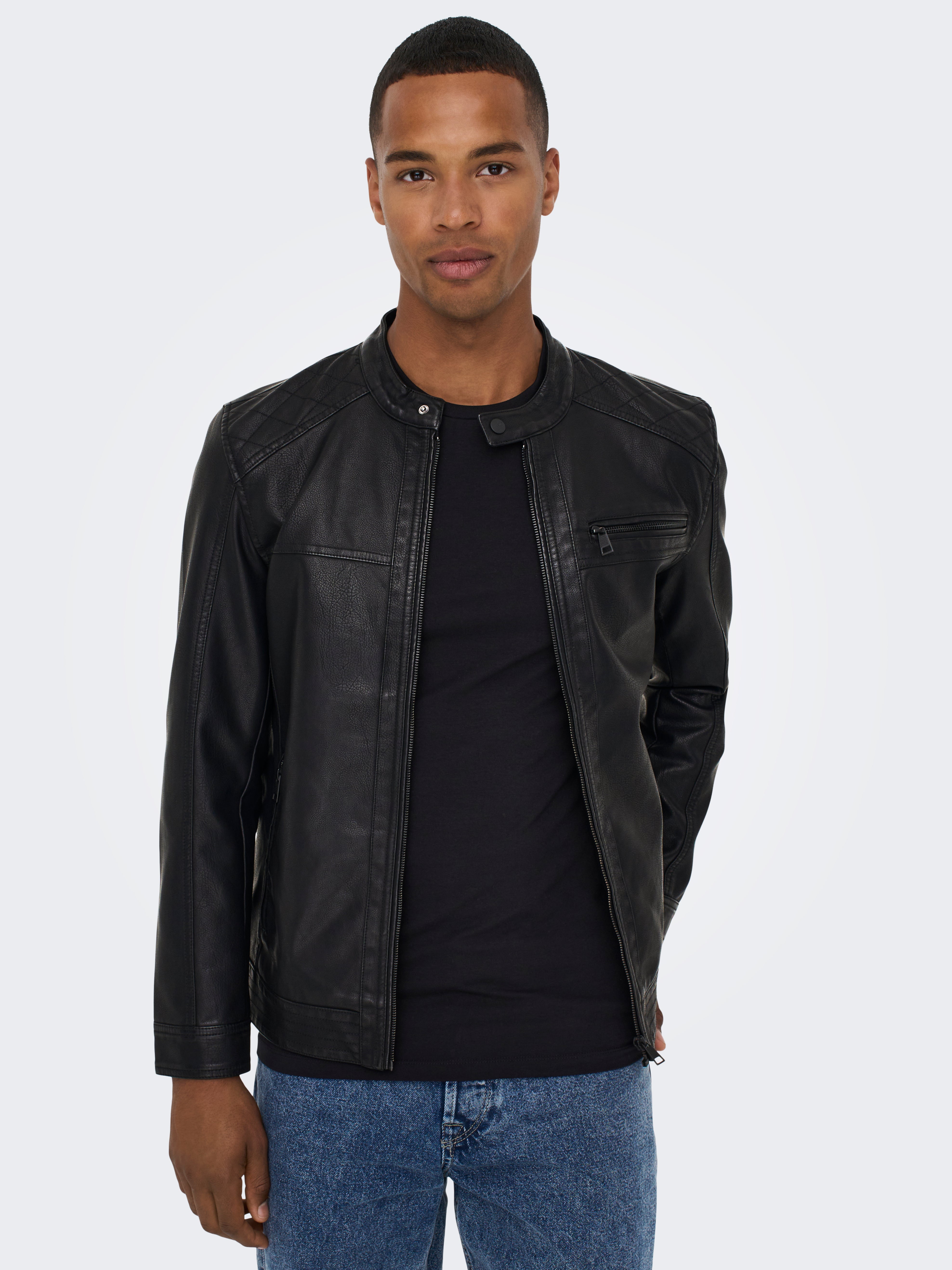 onsAL Kunstlederjacke Black