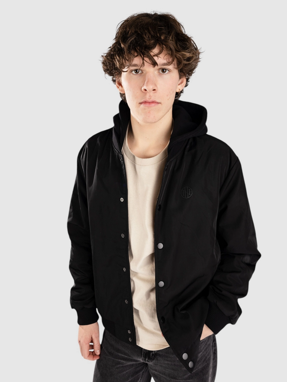 Ninth Hall Varsity Bomber Jacket black