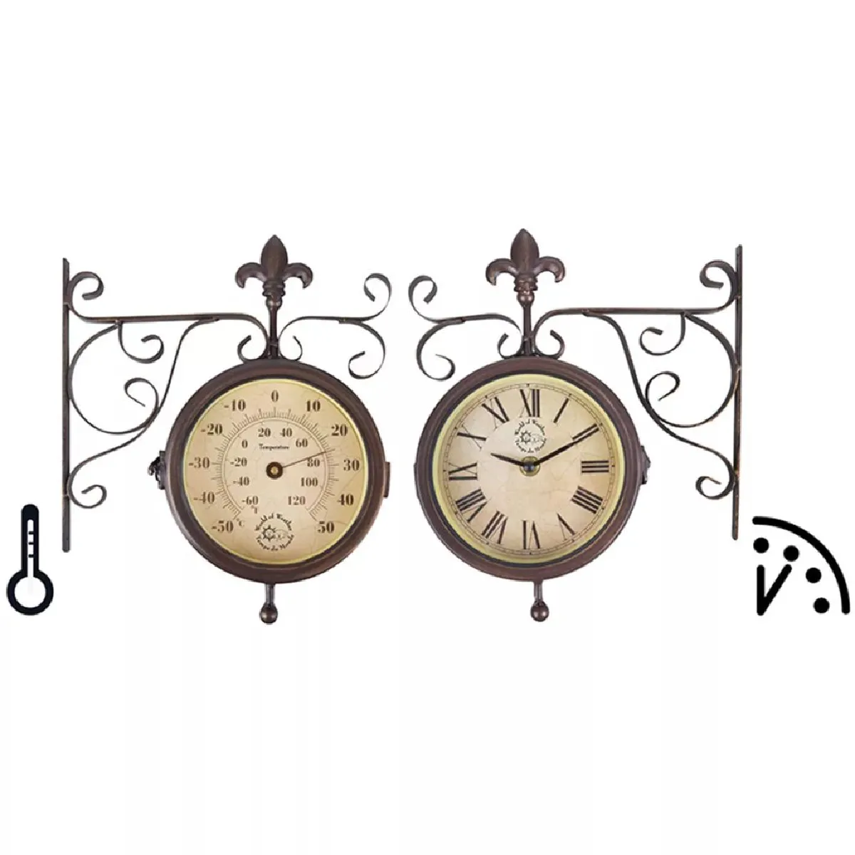 Decoshop26 Horloge d'Extérieur Gare 25 cm