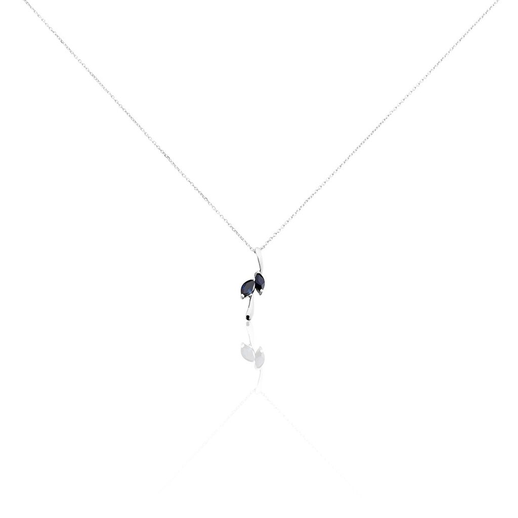 Collier Navette Or Blanc Saphir