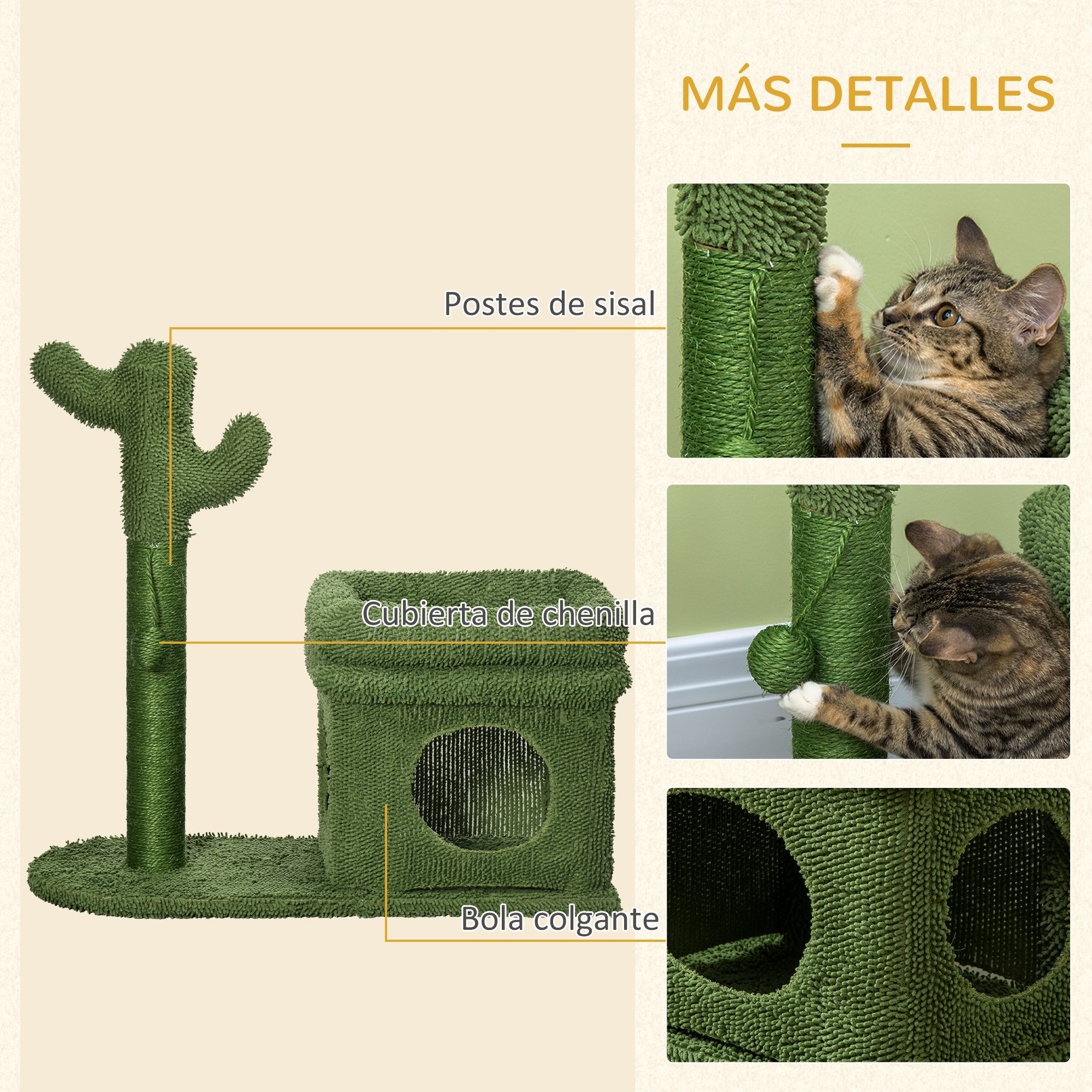 Arranhador de gato PawHut em formato de cacto