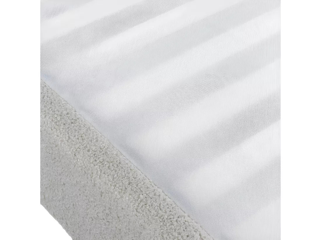 Sommier déco en Kit + pieds 160x200 - Newkit 40 lattes bois - Tissu crème - H. 18 cm