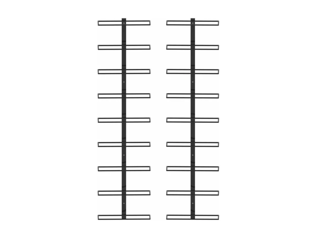 Casiers à bouteilles muraux pour 18 bouteilles 2 pcs Noir Fer