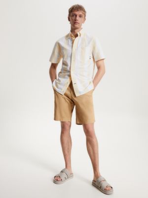 Camisa listrada de manga curta com corte regular