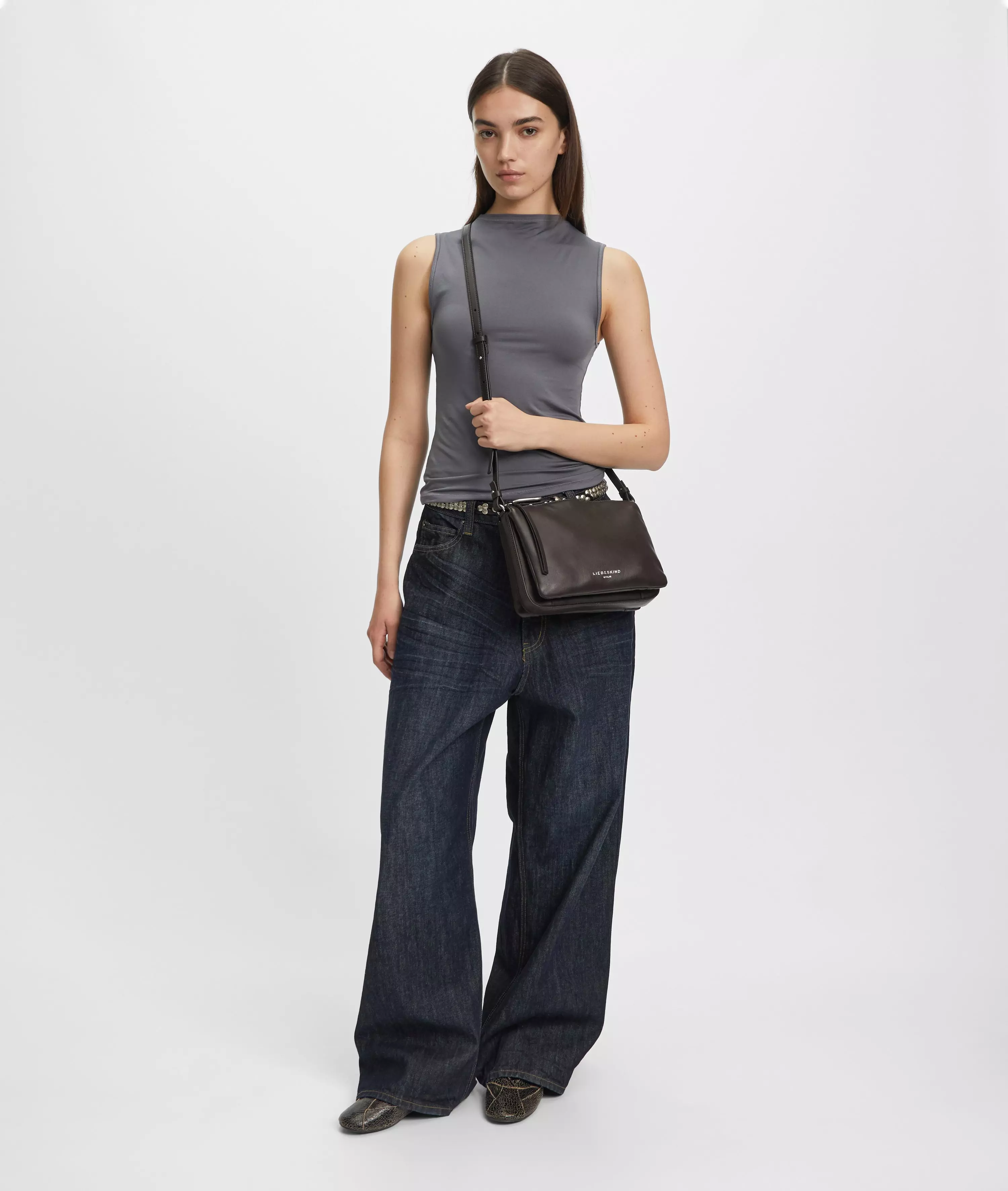 Crossbody Spacious shoulder bag made from soft sheepskin