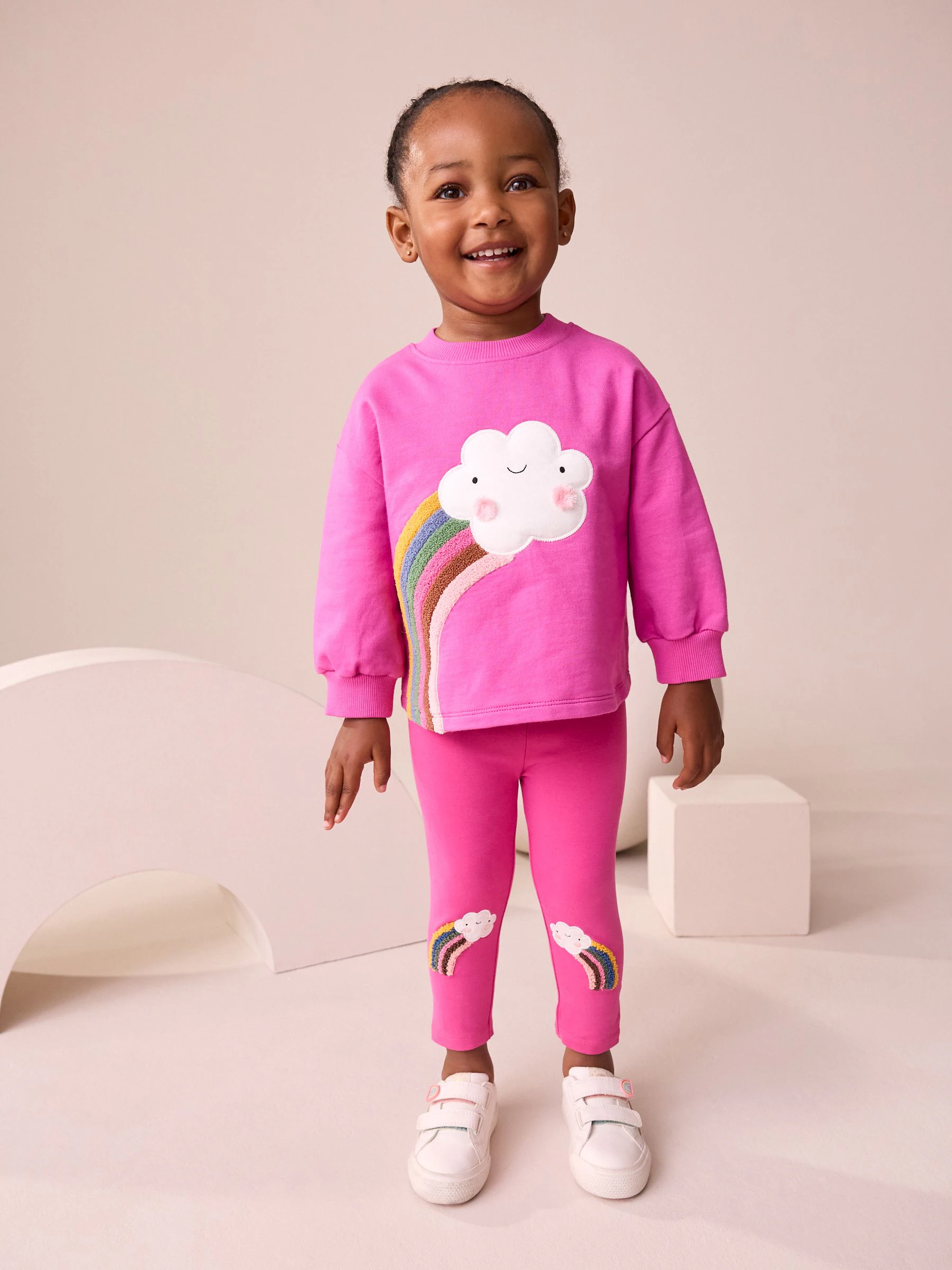 Pink Cloud Rainbow - Knee Embellsihed Leggings (3mths-7yrs)