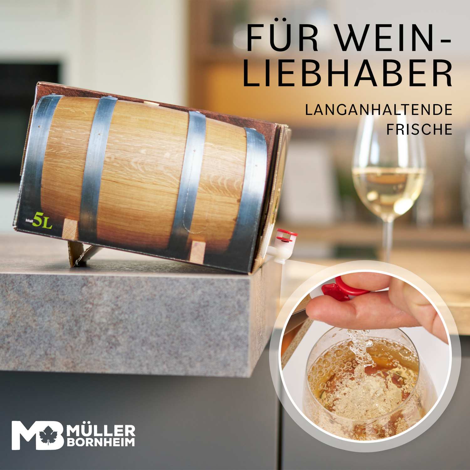 Weinhaus Müller Bornheim Pfalz Spätburgunder Rotwein halbtrocken 11,5 % vol. 5 Liter Bag in Box