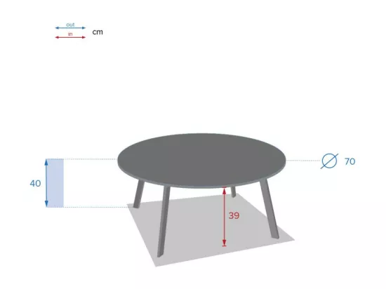 Table basse Saona graphite D 70 cm Hespéride