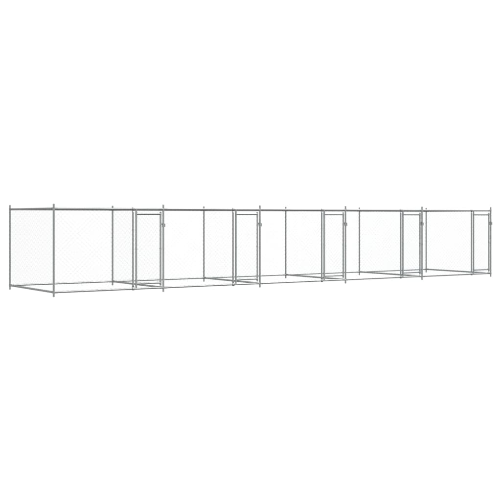 Gaiola para cães vidaXL com portas, aço galvanizado, cinza, 10x2x1,5 m