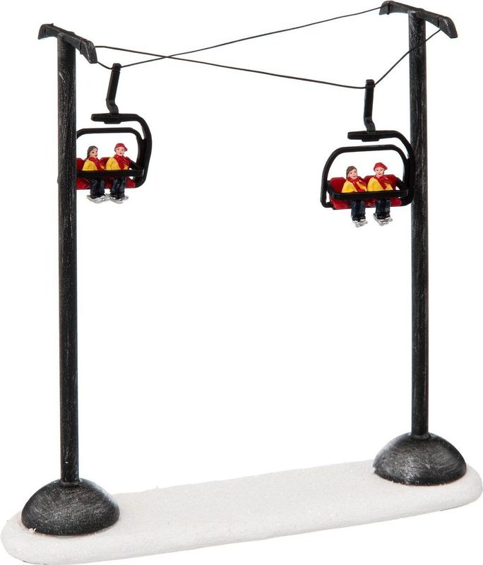 Feeric Christmas Kerstdorp stoeltjeslift - wintersport - 22 cm - kunststof/polyresin