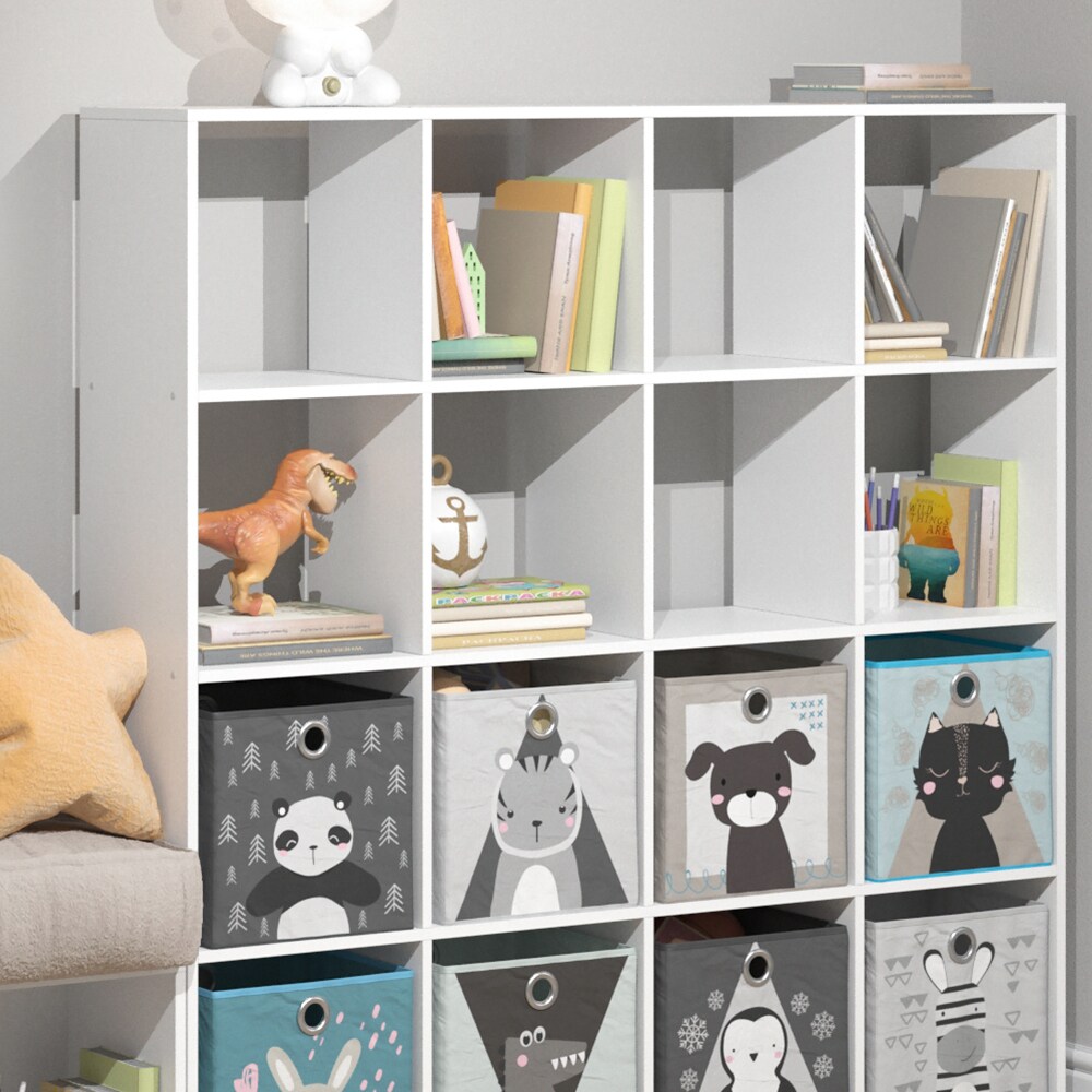 Raumteiler Bücherregal Standregal 16 Fächer Weiß Karree Kinder-Faltboxen Vicco
