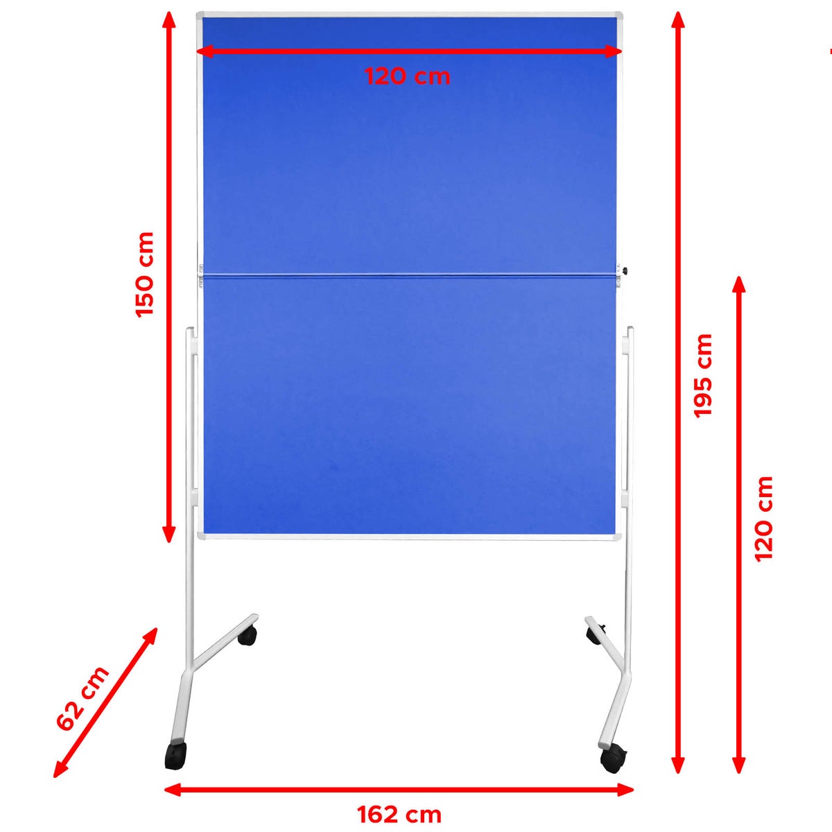 FOLD Moderation Board - opvouwbaar Metaplan bord met viltoppervlak - verrijdbaar dankzij wieltjes - aan beide zijden bruikbaar - vilt moderation board 120x150 cm - blauw