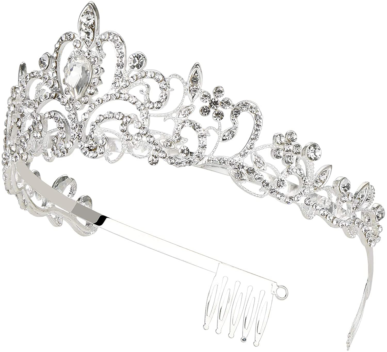 Frisur Haarschmuck Krone Strass Tiara Braut Diadem Kopfschmuck - Silber / Style 1