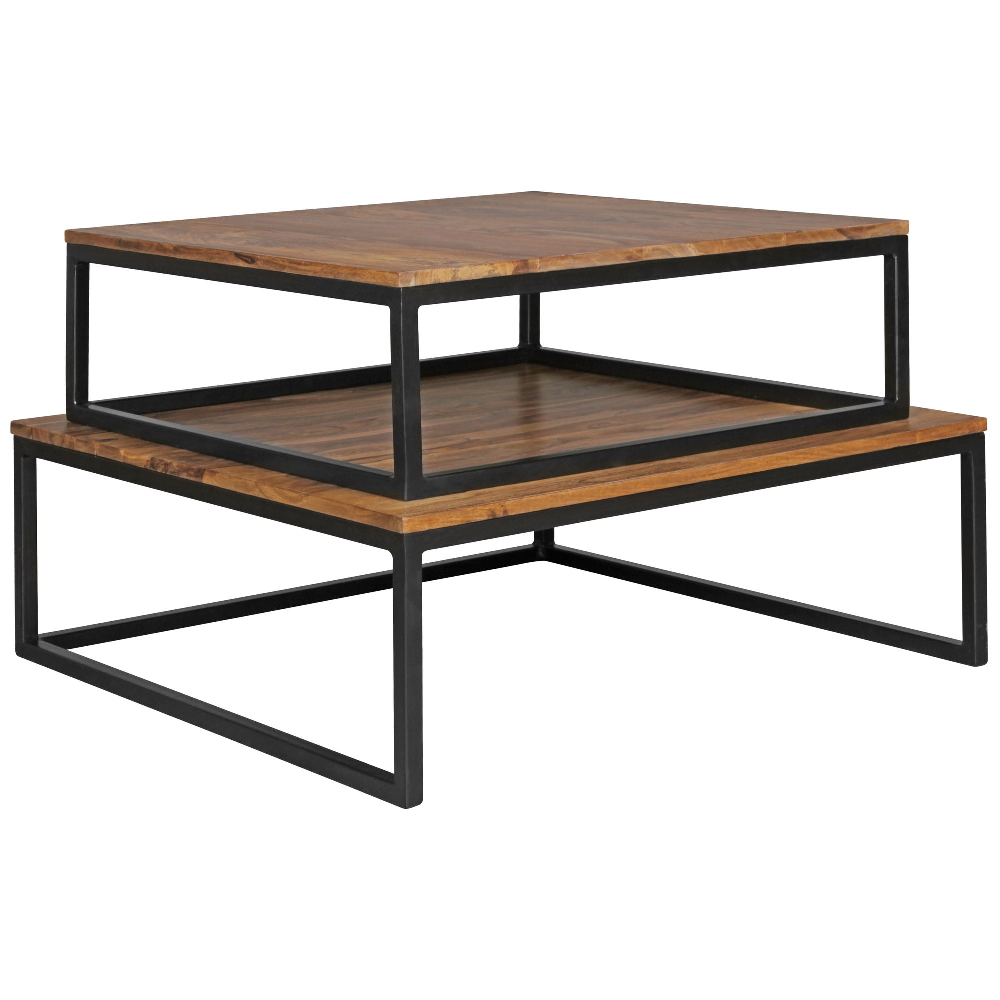KADIMA DESIGN Couchtisch Set Industrial-Stil - Holzplatte, Metallgestell, 2 Größen, Sheeshamfarben, KADIMA DESIGN