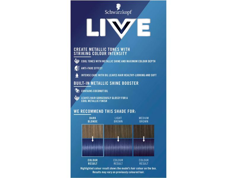 Schwarzkopf LIVE Haarcoloration Urban Metallics U67 Blue Me Haarfarbe mit Metall-Glanz-Booster für kühle, schimmernde Töne