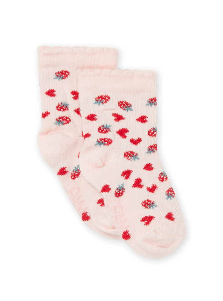 Chaussettes à imprimé fraises et coeurs