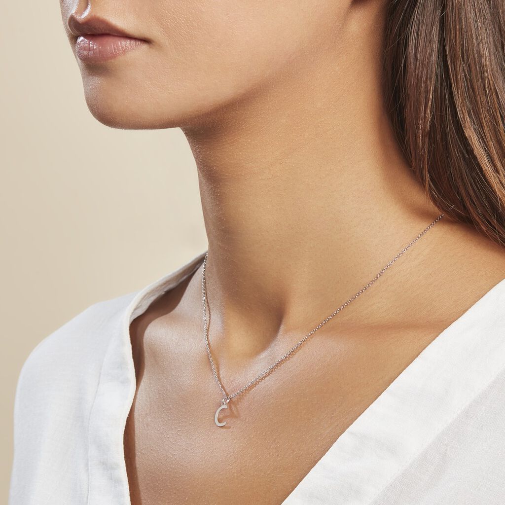 Pendentif Ionia Lettre Or Blanc