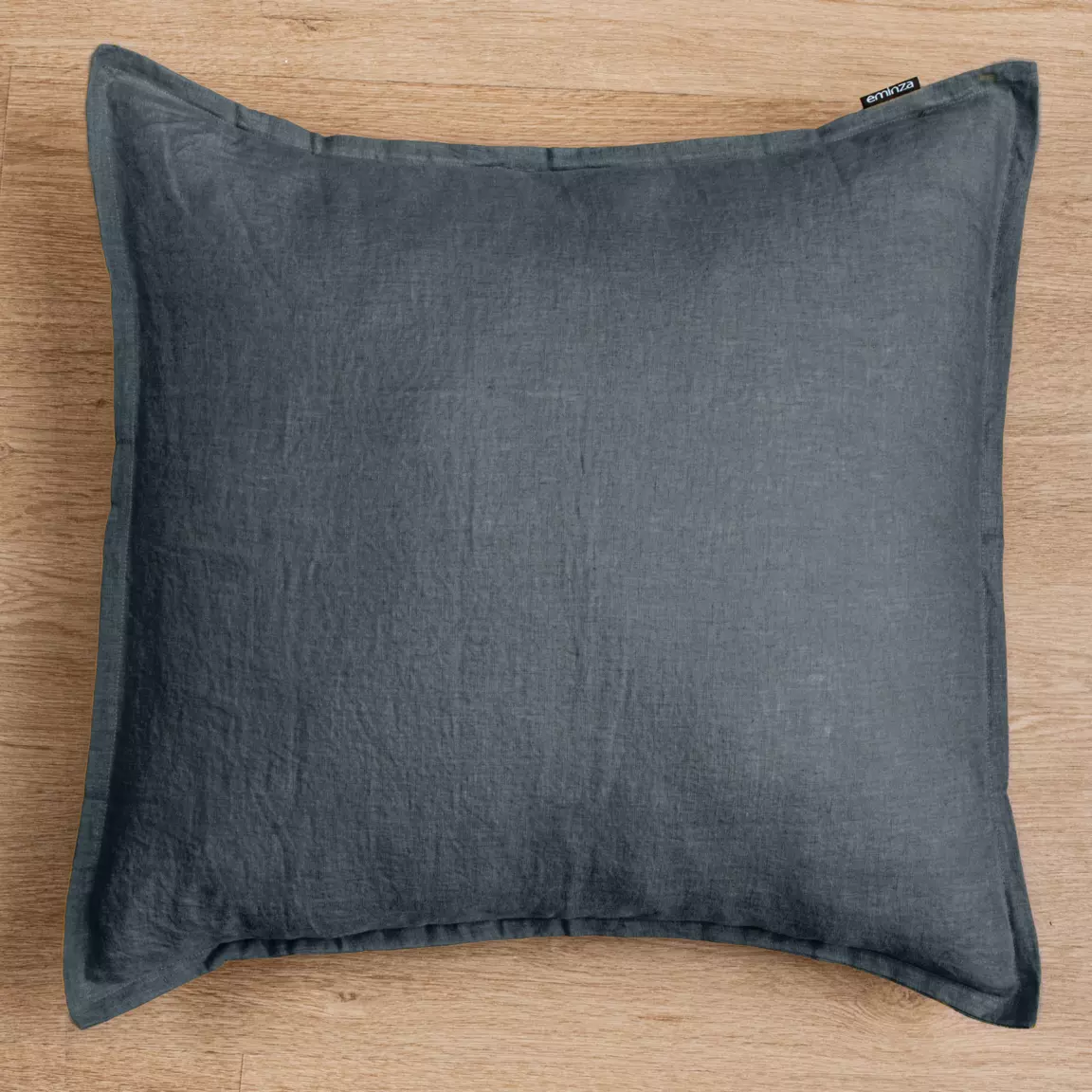 Taie d'oreiller carrée lin lavé (80 x 80 cm) Louise Gris ardoise