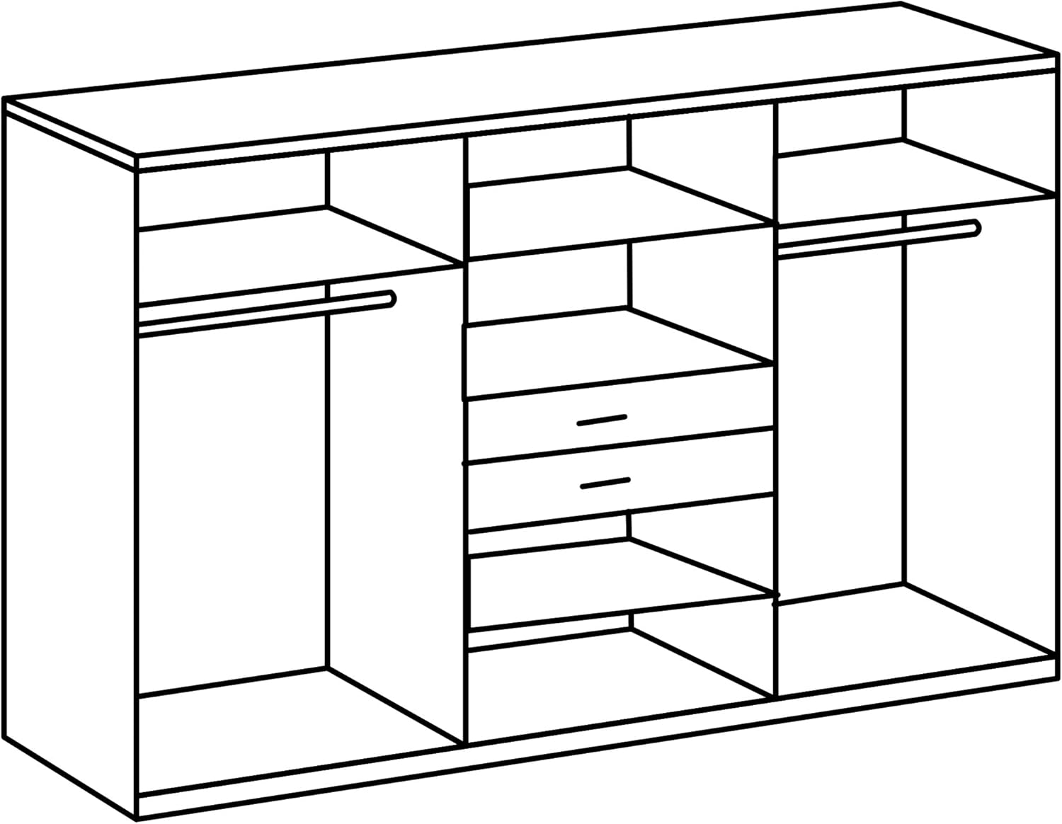 möbelando Kleiderschrank >VANEA< (BxHxT: 270x210x58 cm) in Weiss - 270x210x58cm (BxHxT)
