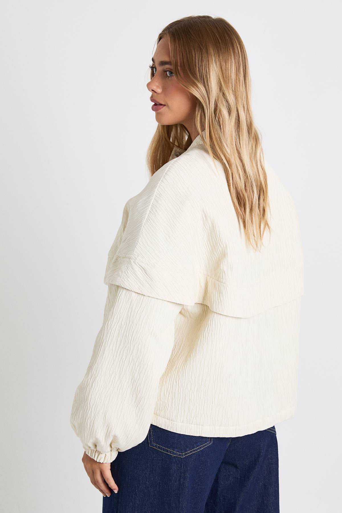 boohoo Veste bomber texturée sans col