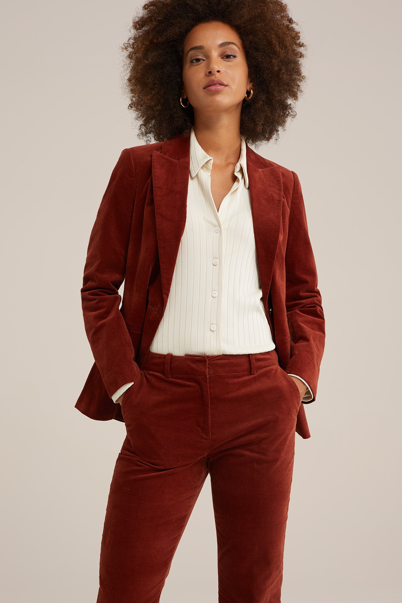 velvet flared pantalon WE Fashion Bruin