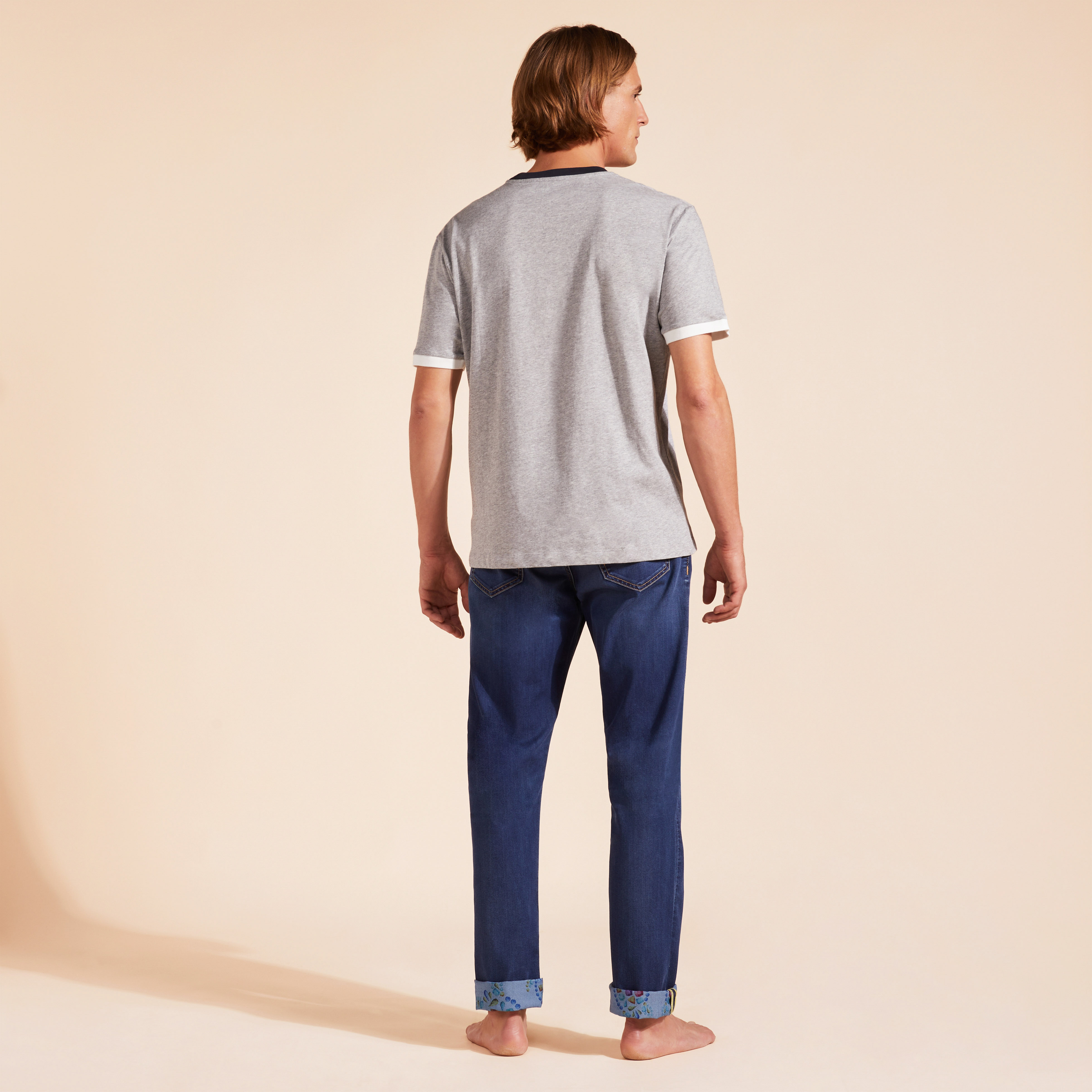 T-Shirt en Coton Homme Yarn Dye Sail