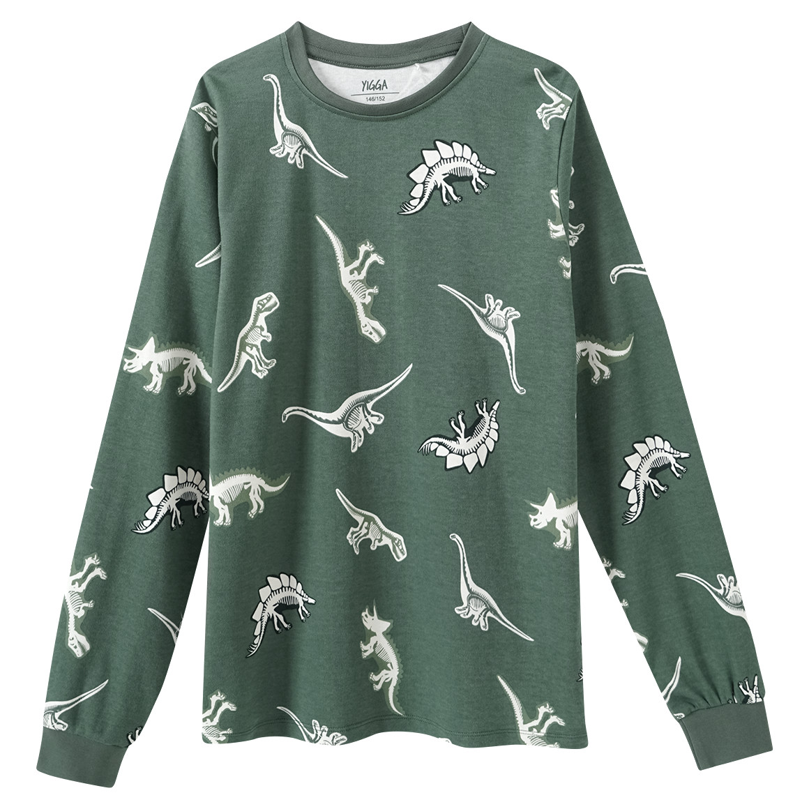 Yigga Jungen Schlafanzug mit leuchtendem Print dunkelgrün