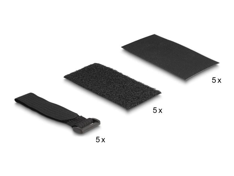 Delock Klettpad mit Klett-Kabelbinder Set 10 Stück Delock Klettpad selbstklebend mit Klett-Kabelbinder Set 10 Stück schwarz