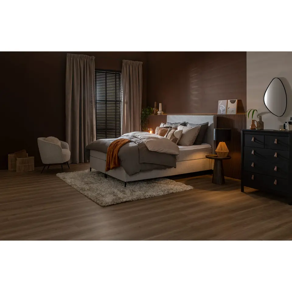 Boxspring Liv egaal - lichtgrijs - 90x200 cm - ronde poot