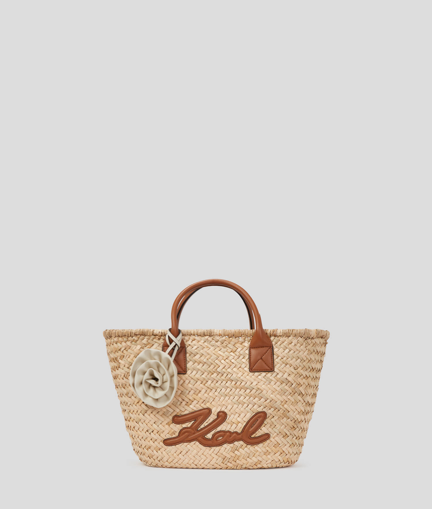 CABAS EN RAPHIA K/SIGNATURE TAILLE MOYENNE - Naturel-Tan