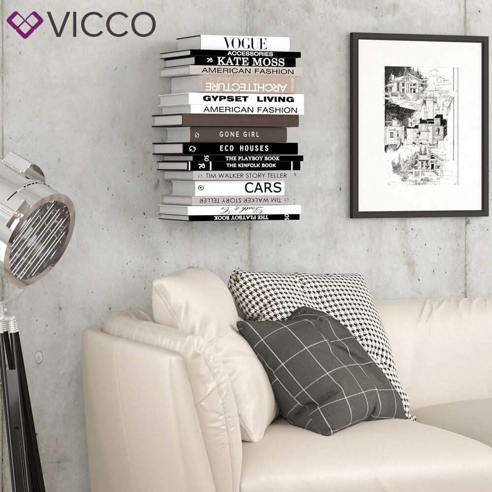 VICCO Unsichtbares Bücherregal GHOST 4er Set Wandregal Regal Metall Buchregal