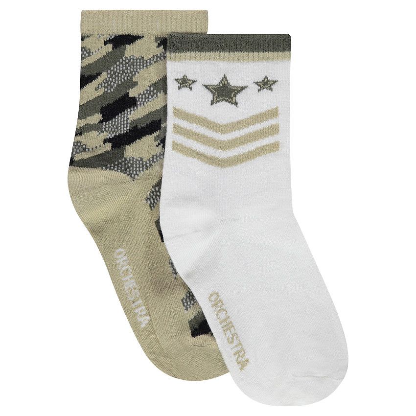 Lot de 2 paires de chaussettes style army - Ecru