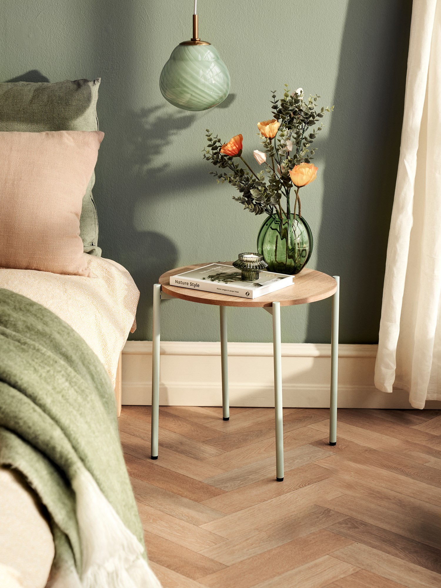 Sidebord | Jern/MDF. Ø43 x 40 cm. | Dusty Green
