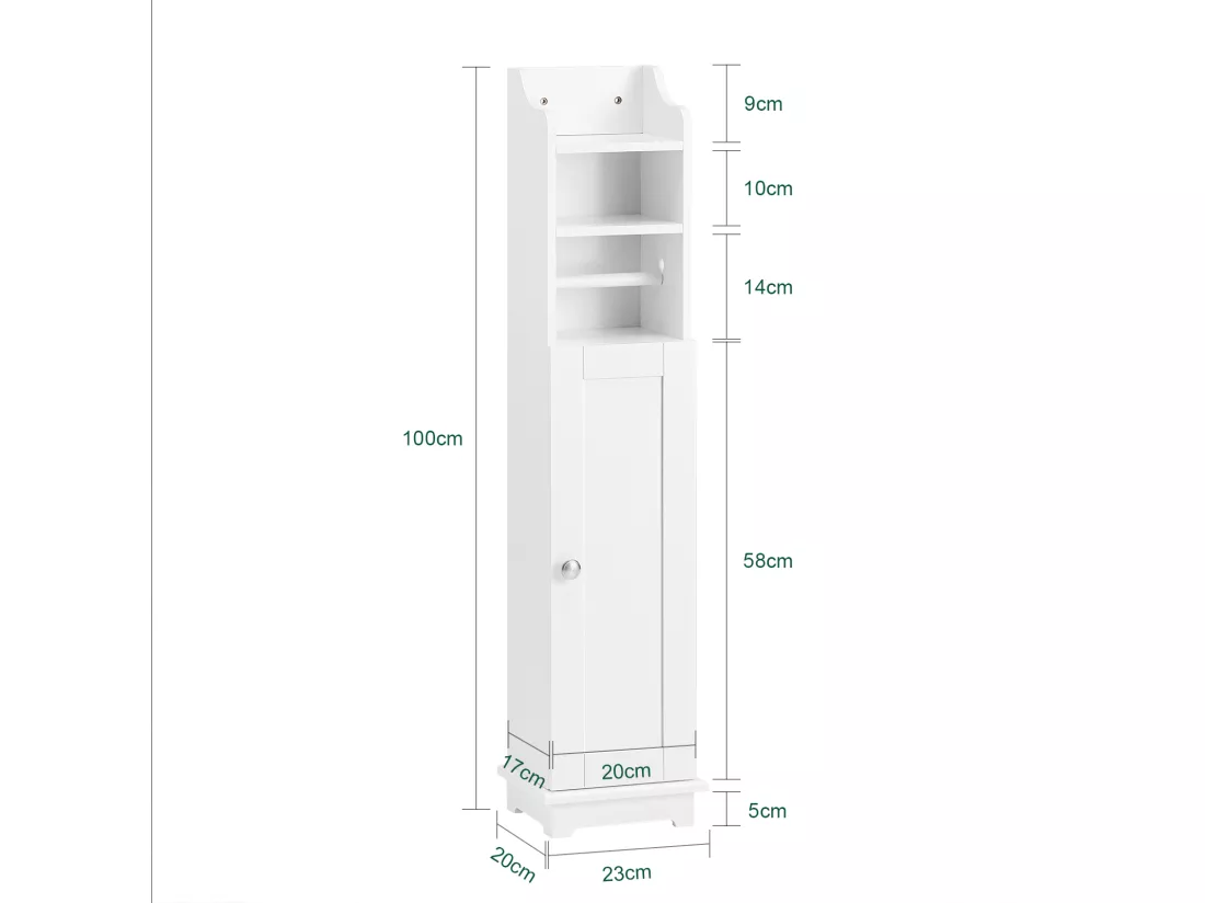 Support Papier Toilette Armoir Toilettes Porte Brosse WC en Bois – Blanc, FRG177-W