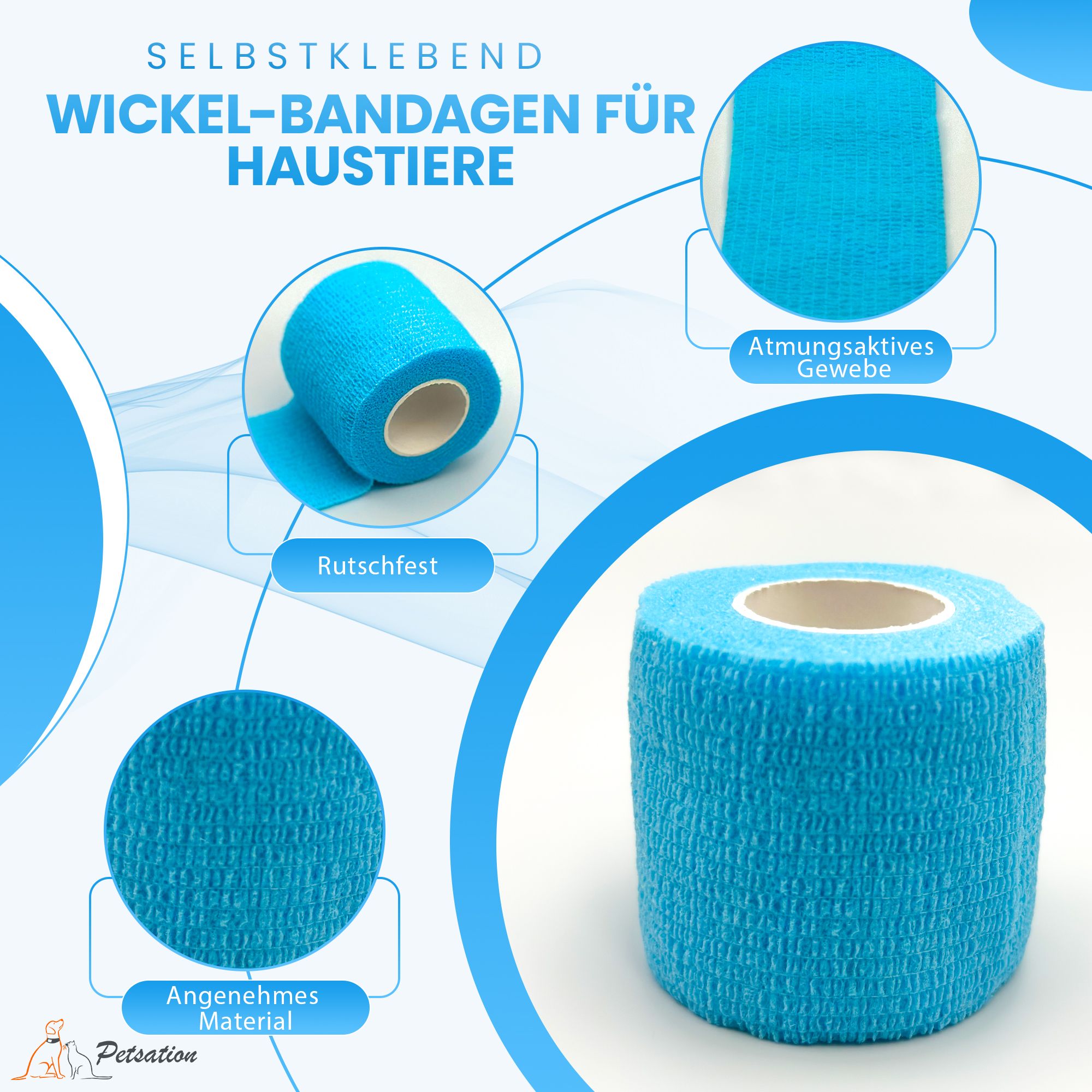 Petsation Bandagen farbig 6 er Box 5 cm x 4,5 m