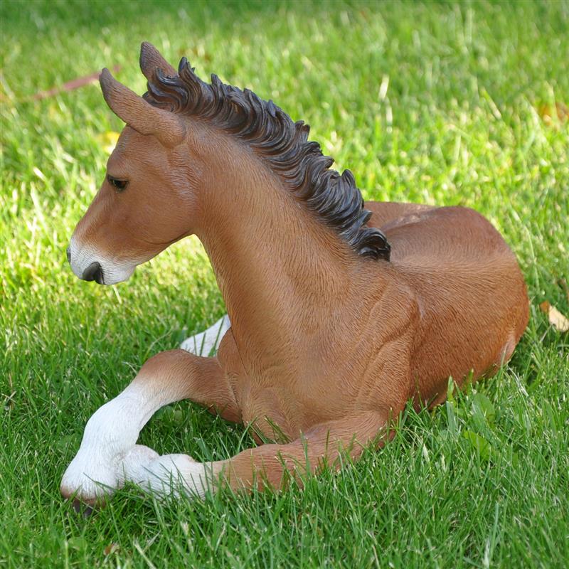 Dazikemo Dekofigur Gartenfigur Statue liegendes Pferd