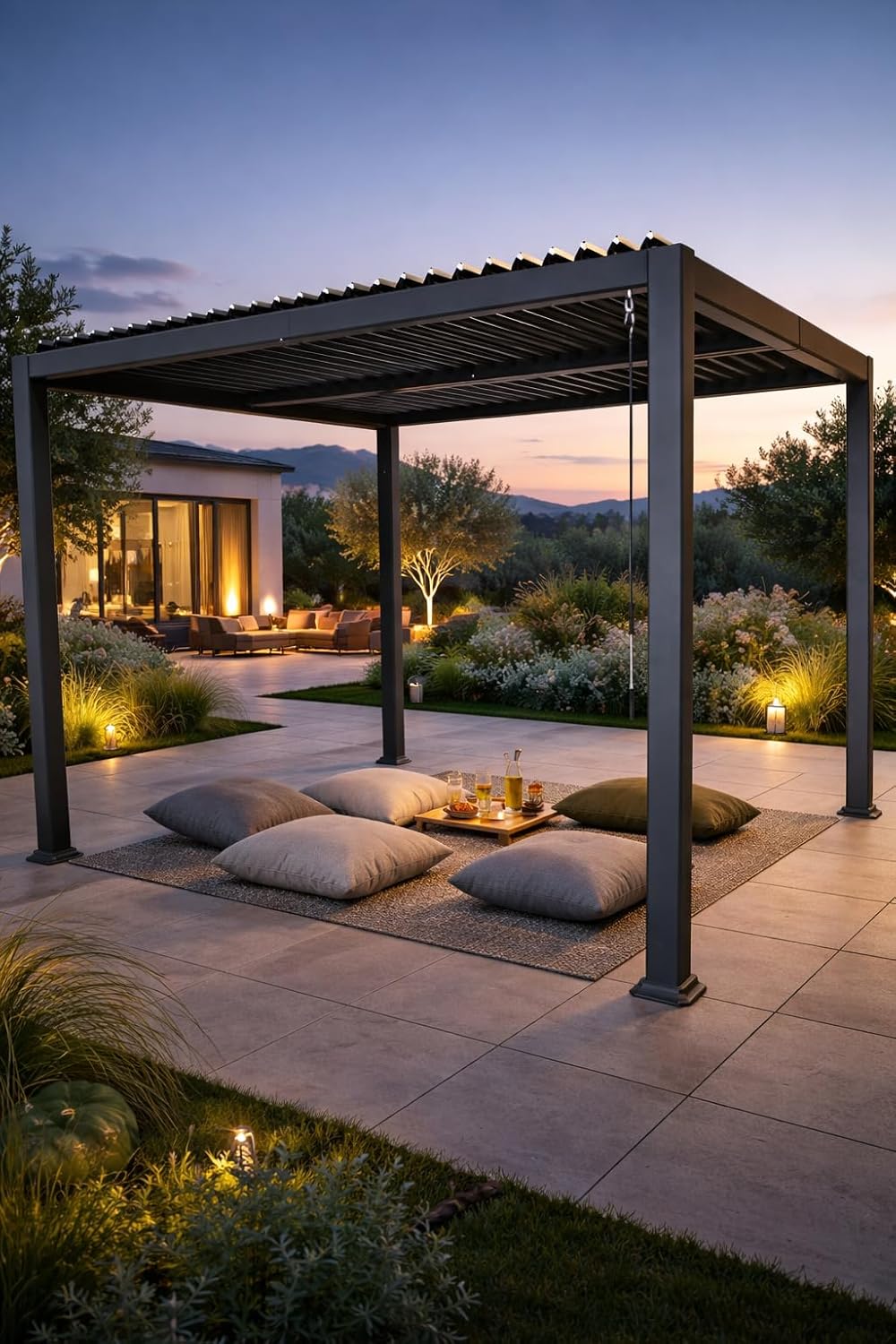 DEGAMO Gartenpavillon Lamellenpavillon Baracoa 300x300cm, Gestell Aluminium, Lamellendach aus Aluminium, dunkelgrau