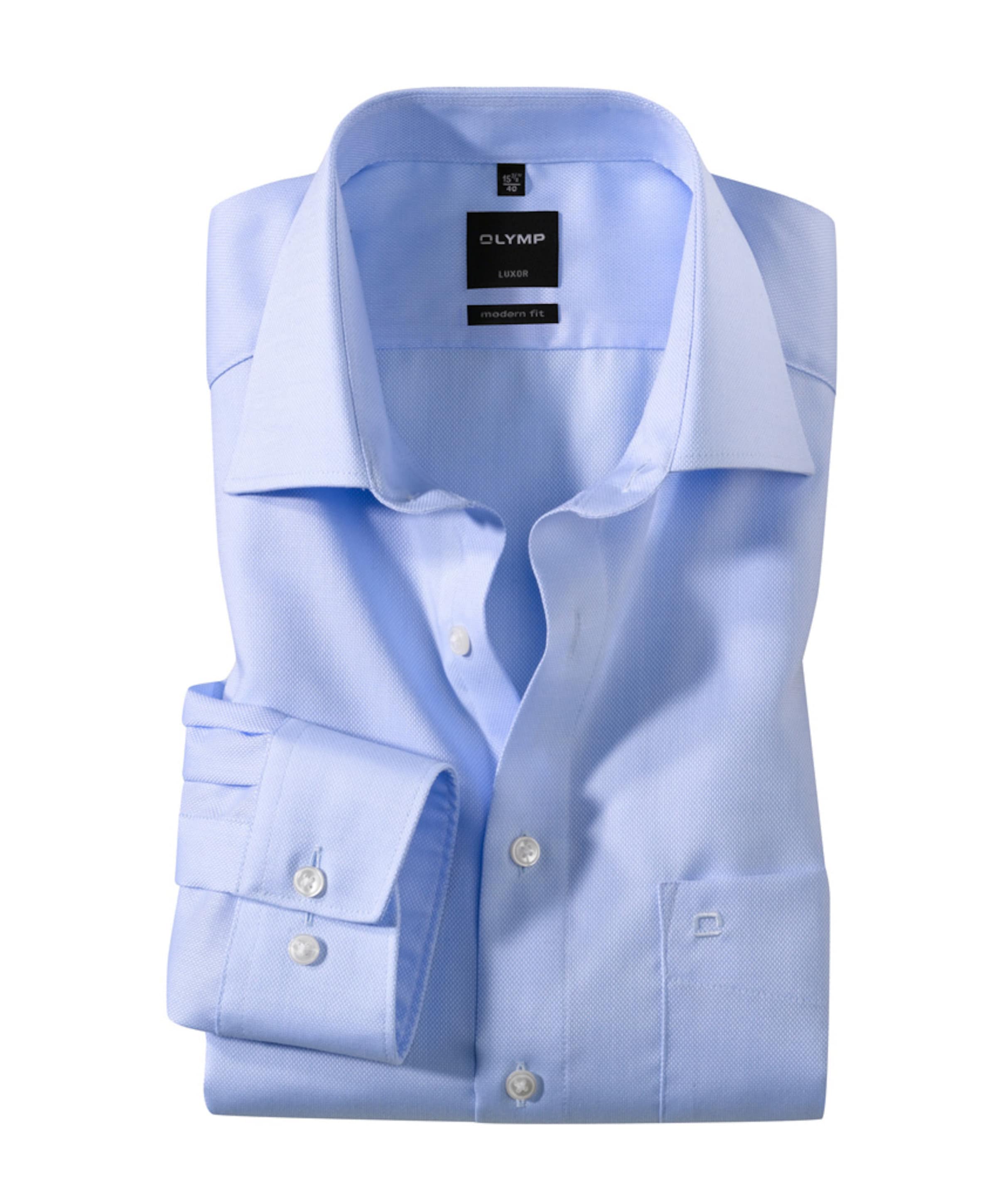 Olymp Modern fit Luxor Heren overhemd lange mouw blauw