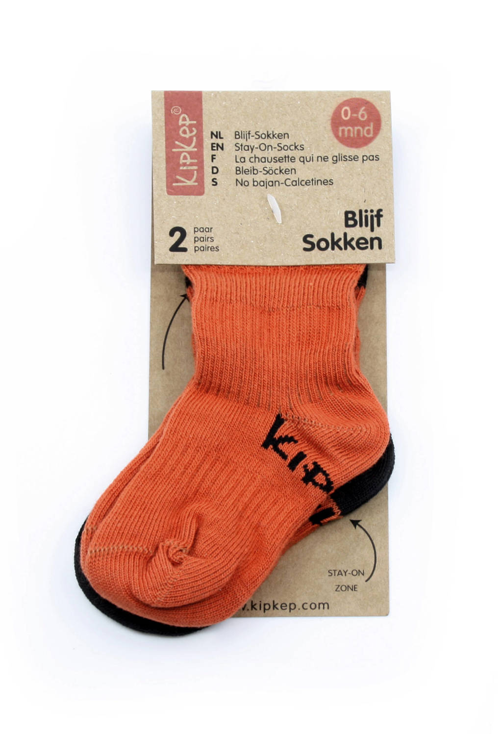 KipKep blijf-sokken 0-12 maanden - set van 2 roest/zwart