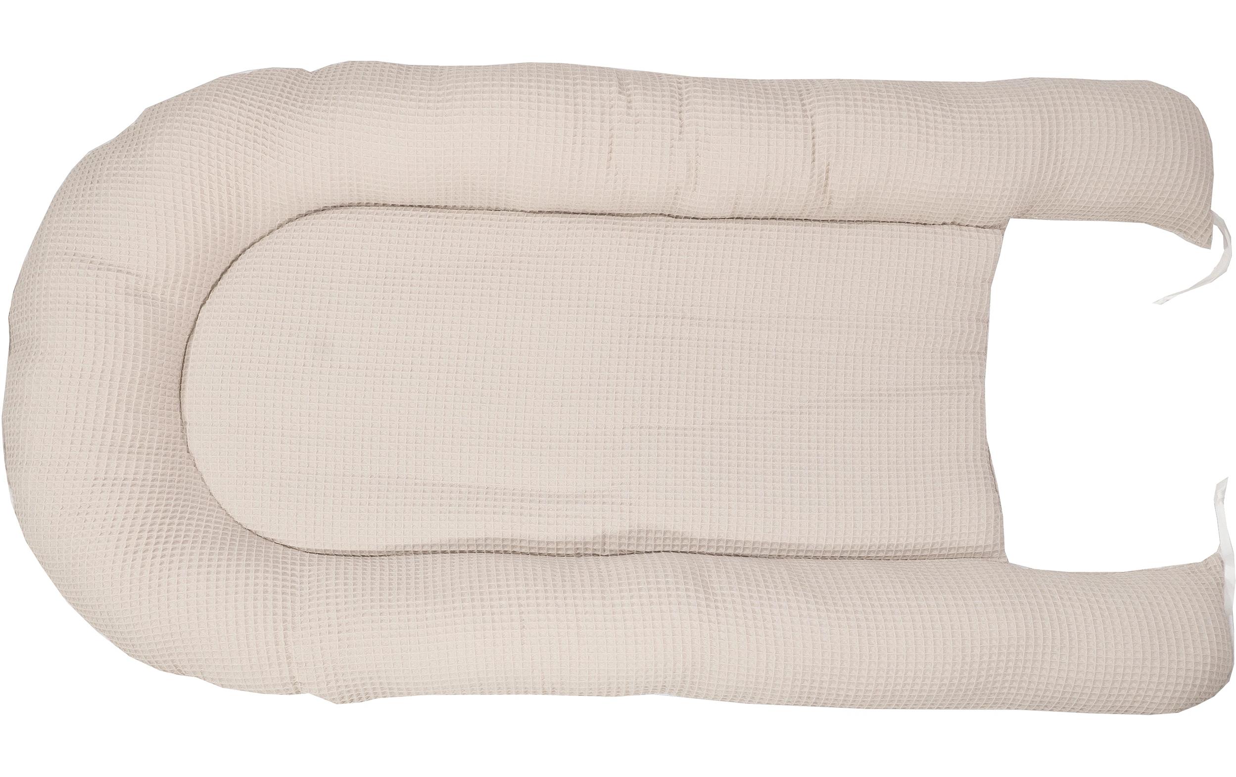 Babynest Waffel Floral Sand 55 x 95 cmKuschelnest für Babys