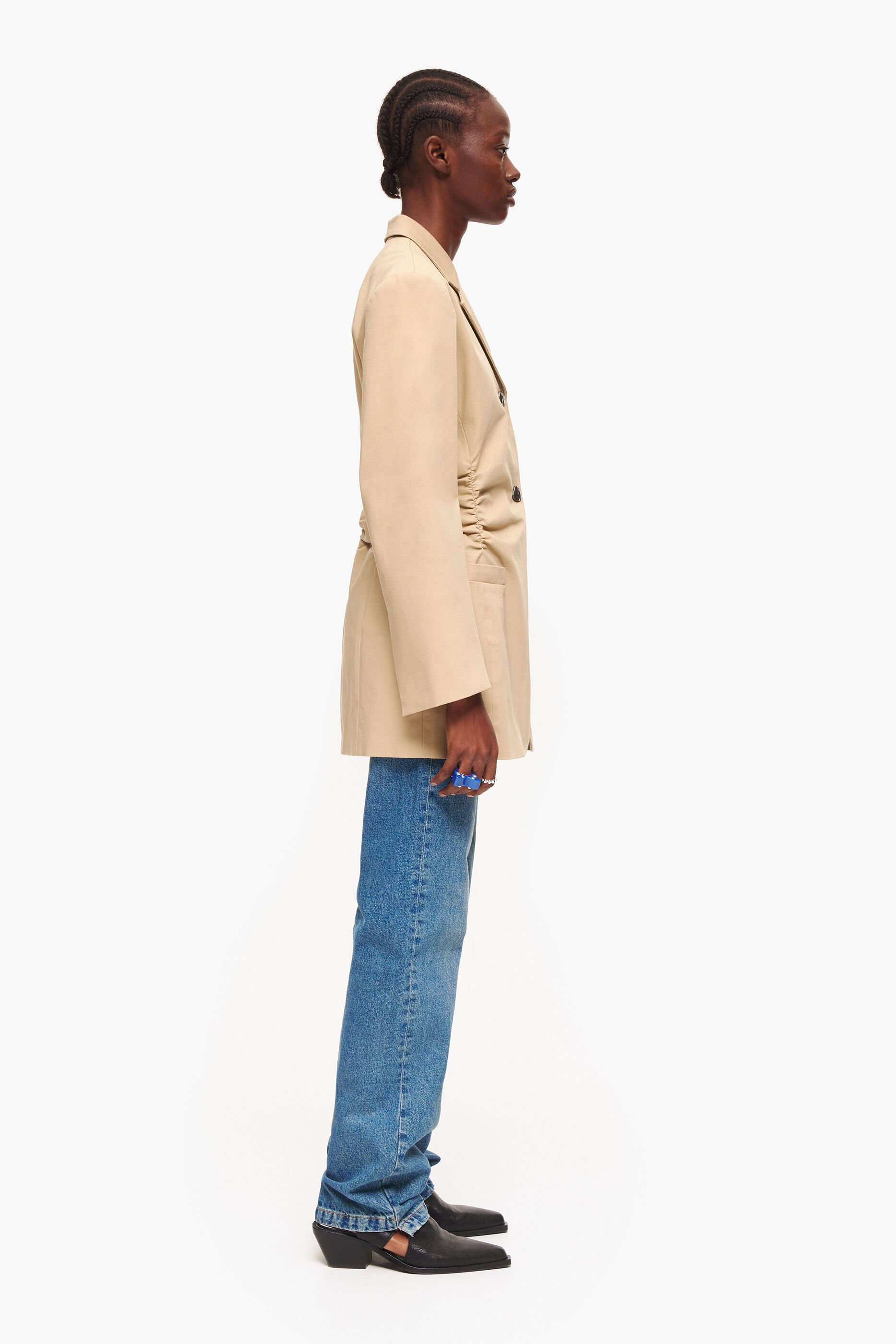 Blazer de algodão cor camelo