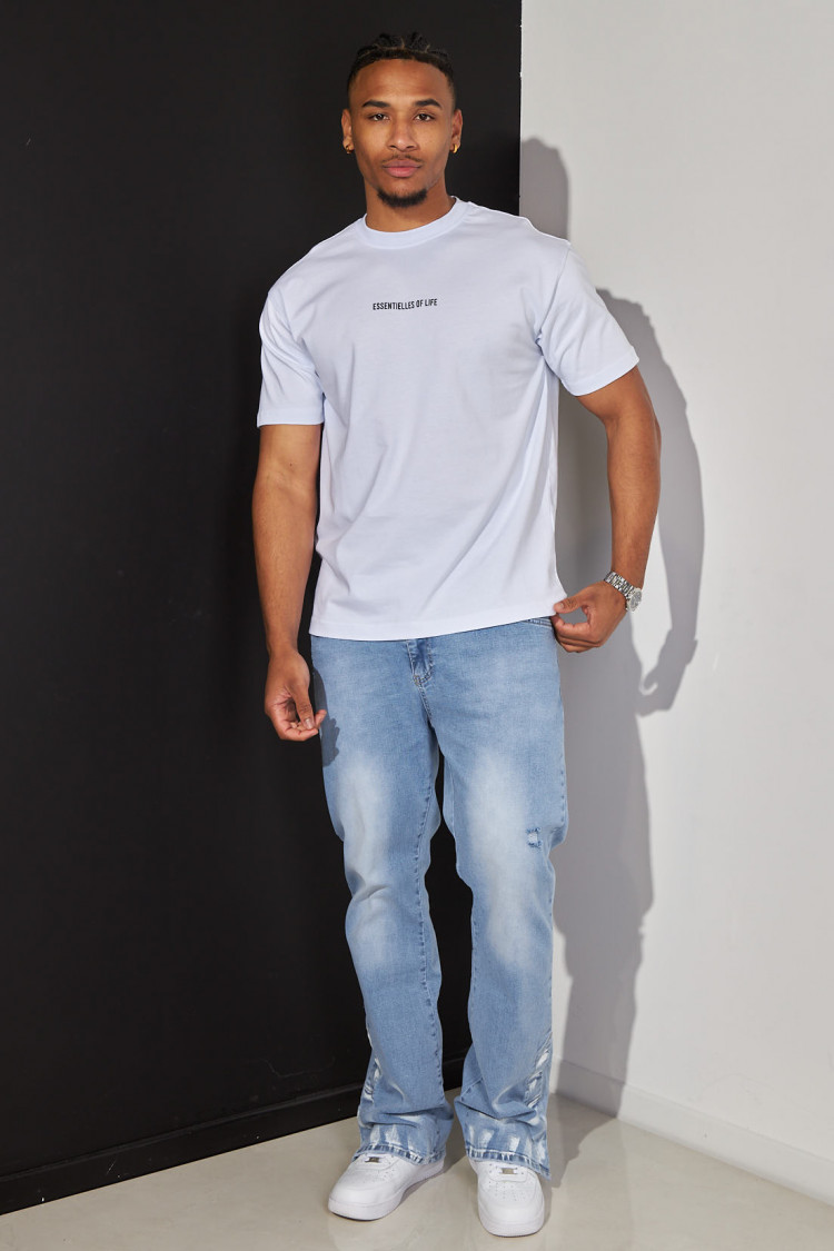 T-shirt large blanc à insciptions