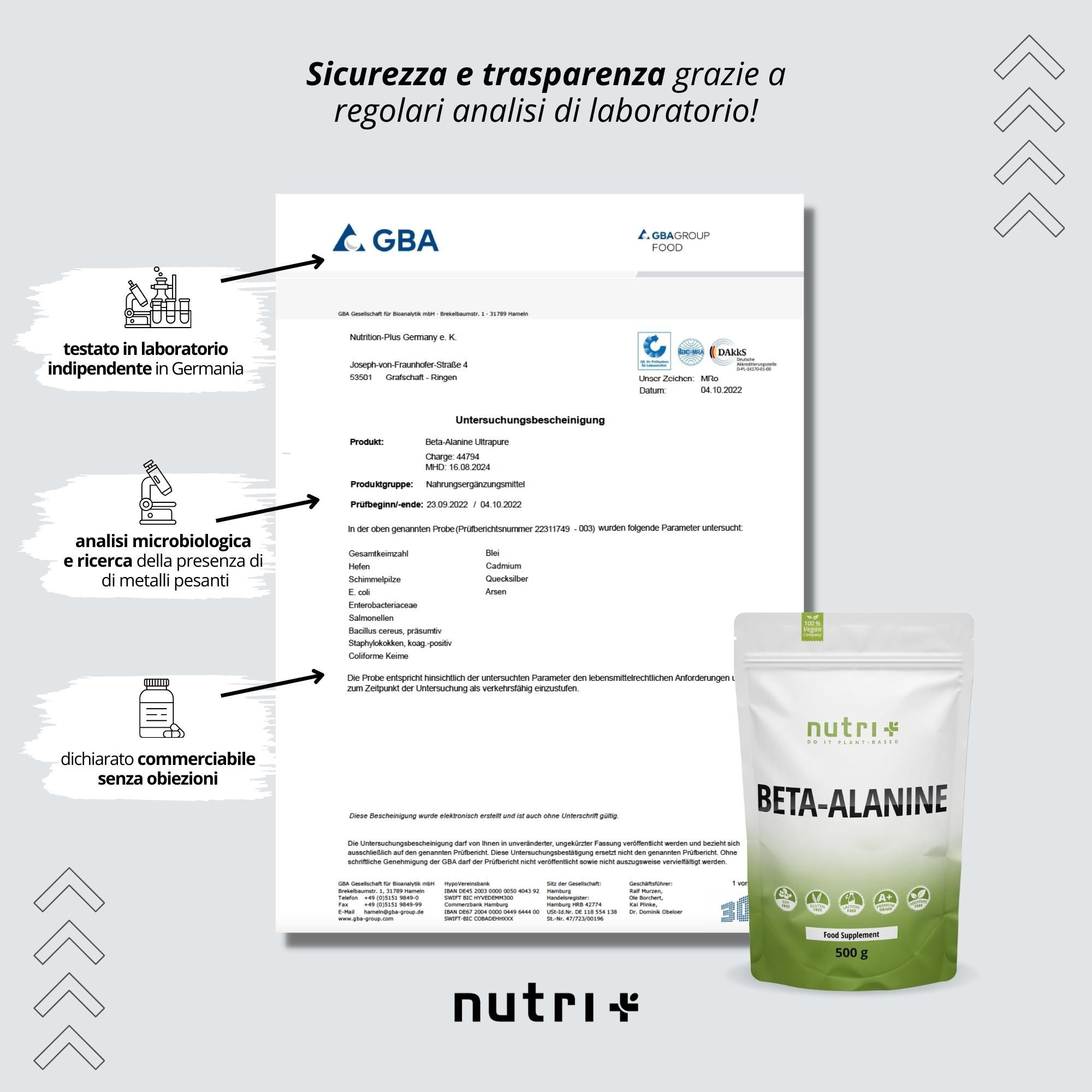 Nutri+ Beta Alanin Pulver 500g Aminosäure